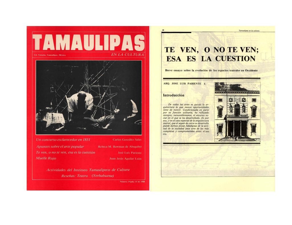 Artículo Te ven o no te ven, publicado en Tamaulipas en la Cultura en 1988