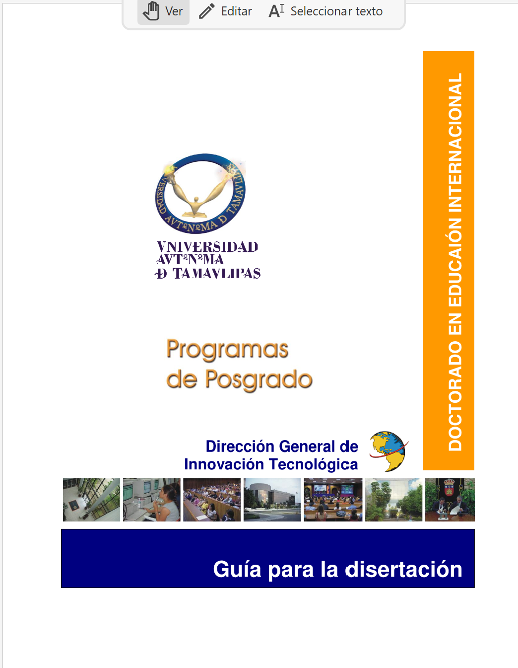 Portada de la Guía para la disertación doctoral