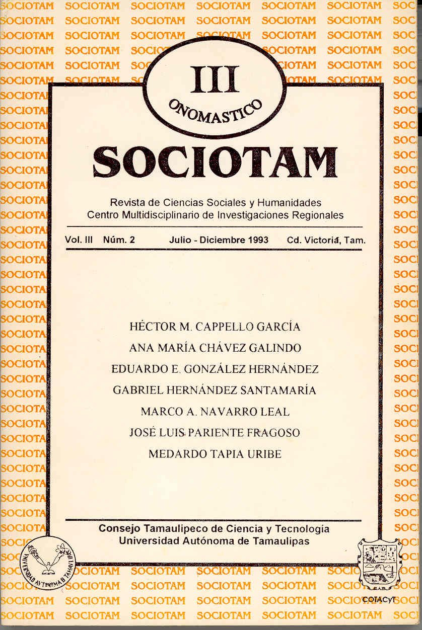 Portada de SOCIOTAM, volumen III, número 2, 1993