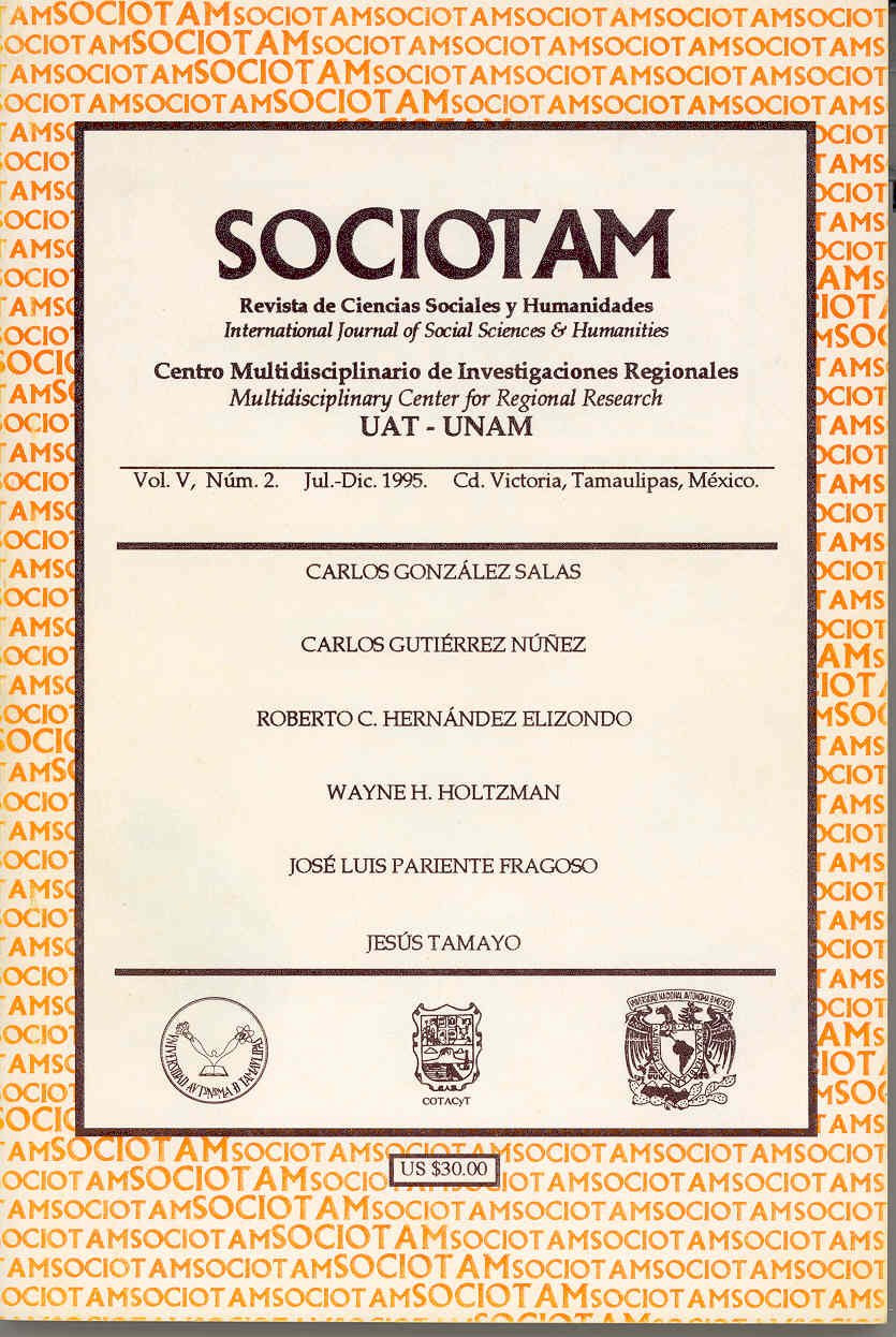 Portada de SOCIOTAM, volumen V, número 2, 1995